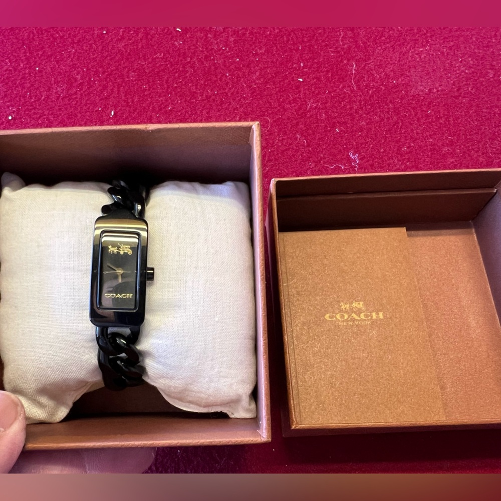 Coach Black Rectangular Chain link Watch